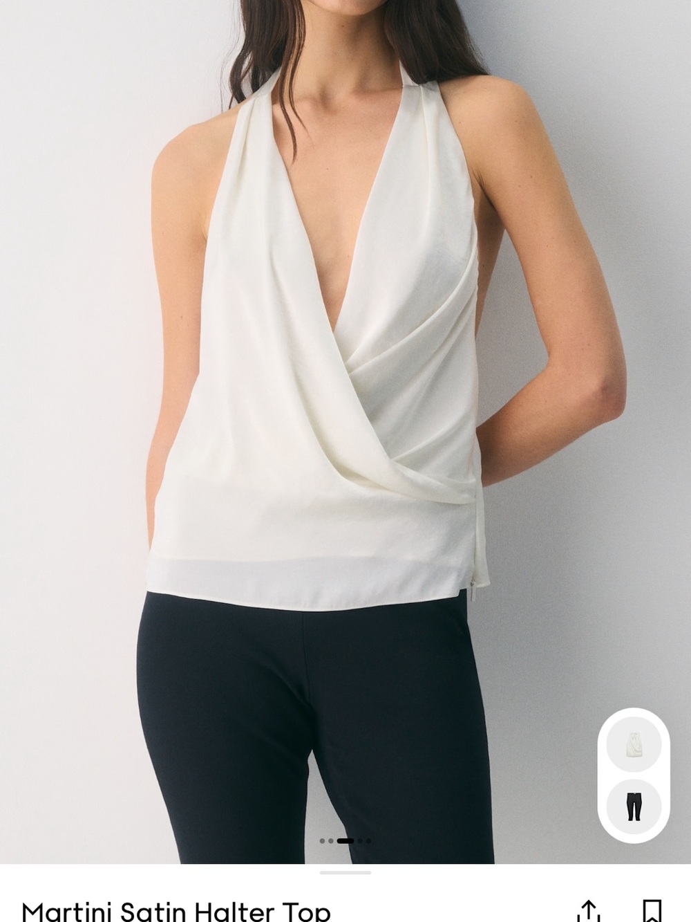 Aritzia’s Wilfred Martini satin Halter Draped Tank Top